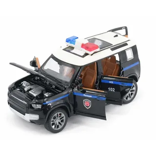 Радиоуправляемая металлическая полицейская машина Land Rover Defender 1:22 — фото 3